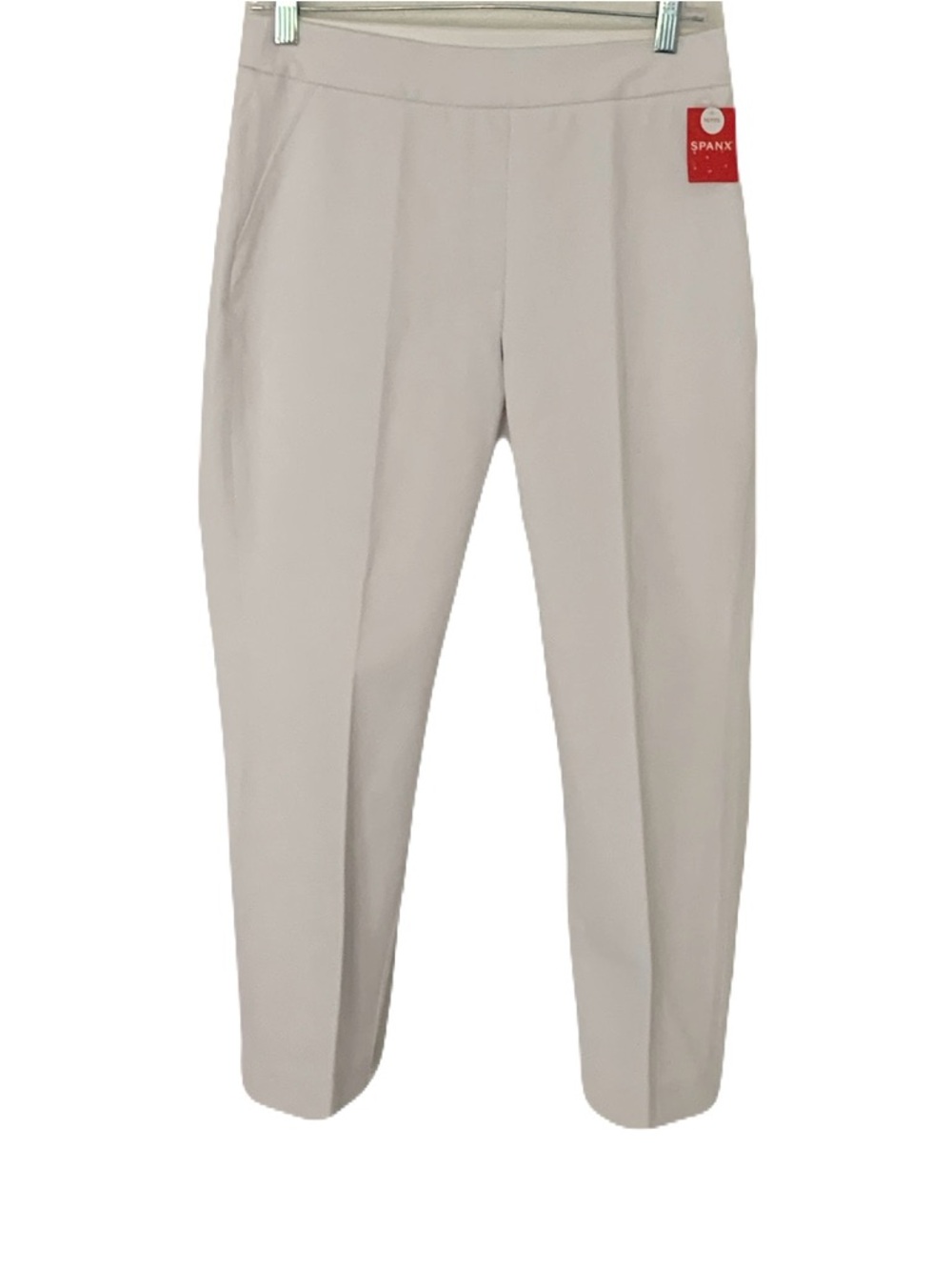 NWT SPANX White Pull-On Medium Petite Cropped Straight Fit Ponte Pants Casual